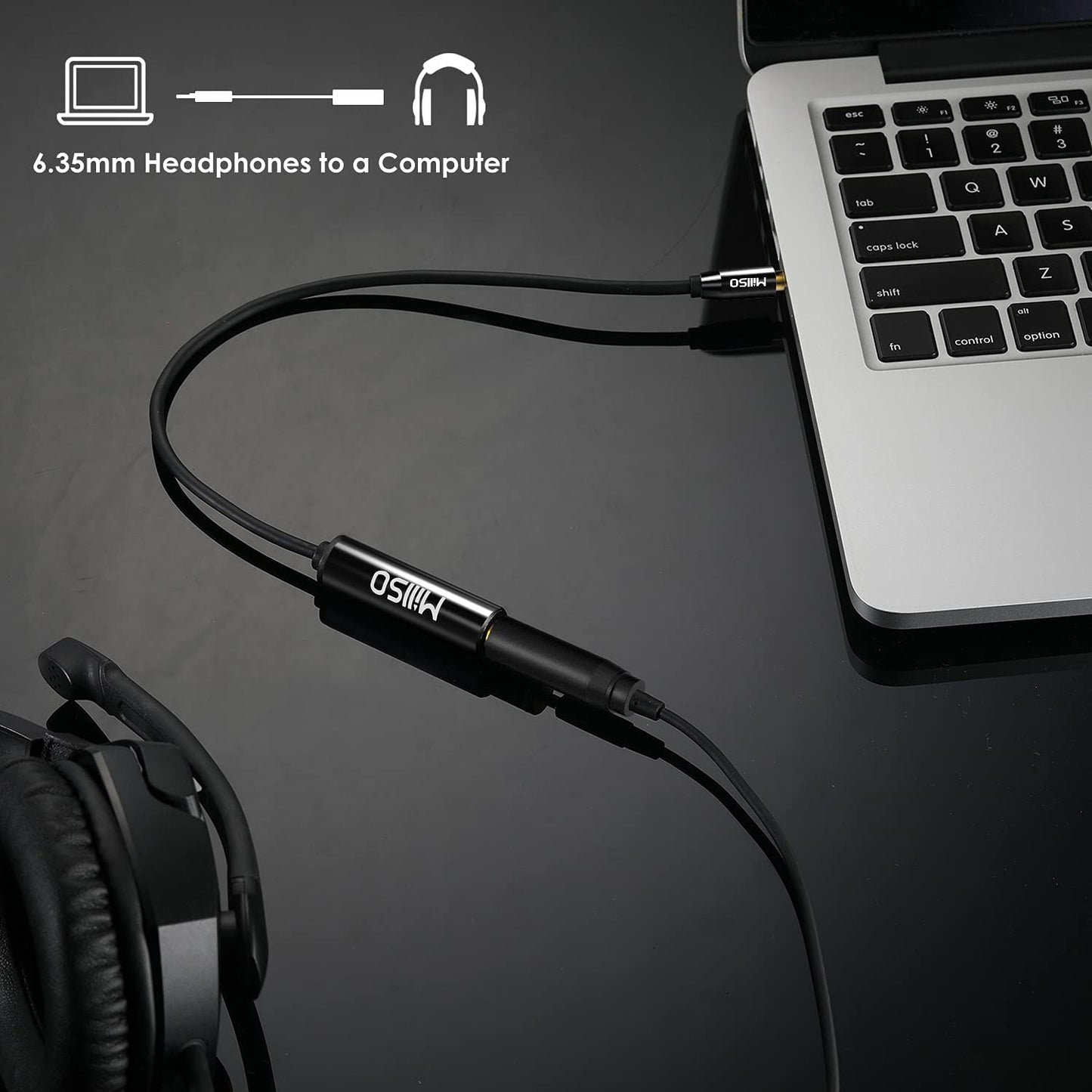 1/4 to 3.5Mm Instrument Cable, TRS Headphone Adapter 6.35Mm Female to 3.5Mm Male 1/8 to 1/4 Stereo Audio Adapter for Amplifier, Guitar, Piano, Speaker to Phone, Laptop, Headphone - 12Inch/30Cm