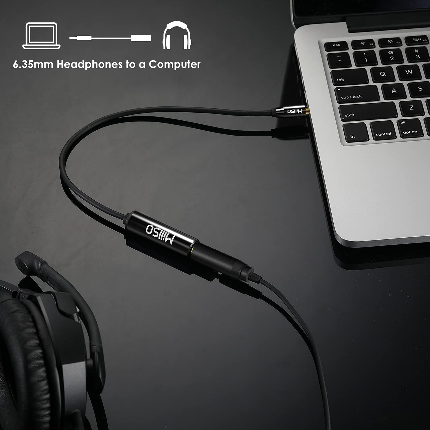 1/4 to 3.5Mm Instrument Cable, TRS Headphone Adapter 6.35Mm Female to 3.5Mm Male 1/8 to 1/4 Stereo Audio Adapter for Amplifier, Guitar, Piano, Speaker to Phone, Laptop, Headphone - 12Inch/30Cm
