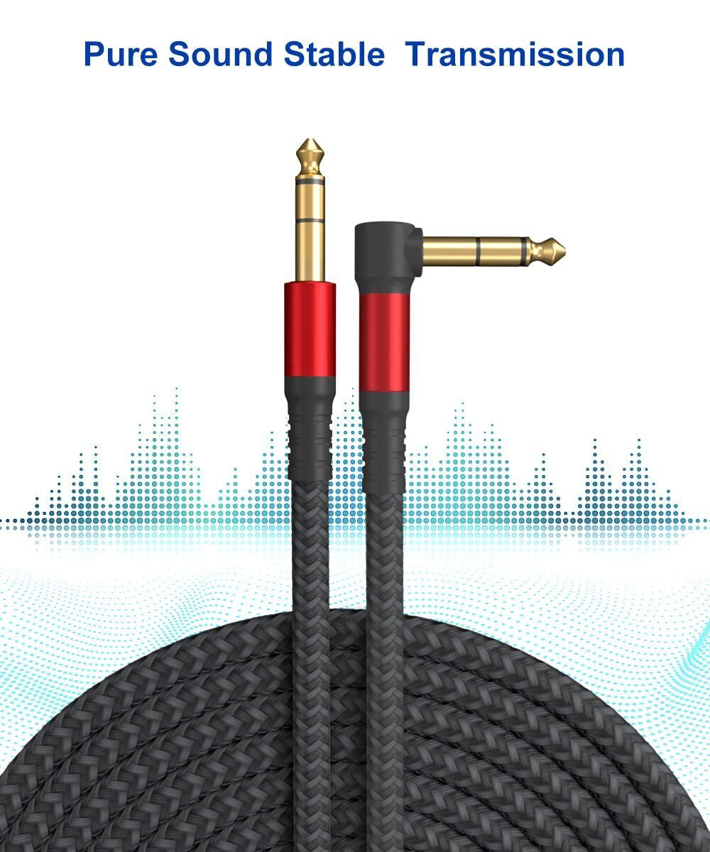 1/4 Inch Cable TRS Guitar Cable 10 Ft 2-Pack, Instrument Cable Guitar AMP Cord