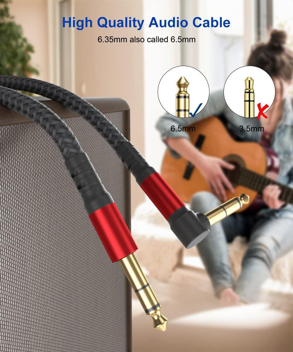 1/4 Inch Cable TRS Guitar Cable 10 Ft 2-Pack, Instrument Cable Guitar AMP Cord