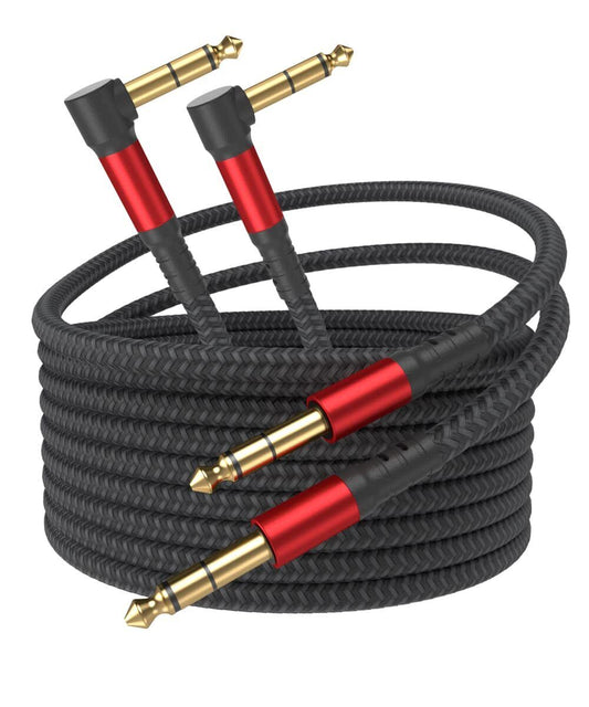 1/4 Inch Cable TRS Guitar Cable 10 Ft 2-Pack, Instrument Cable Guitar AMP Cord