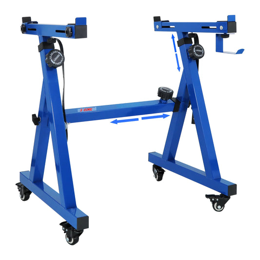 5Core Z-Style Adjustable Keyboard Stand with Wheels - Sturdy Electric Piano Riser in Blue