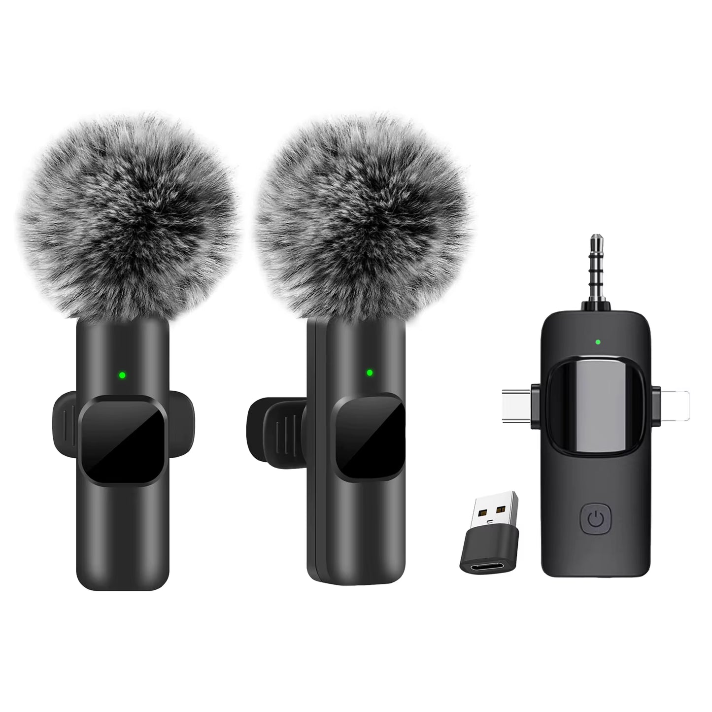2025 Hot 4 in 1 Wireless Lavalier Microphone for Iphone Android 3.5Mm for Radio Live Recording Noise Reduction Mini Microphone
