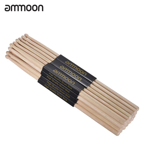 Ammoon 12 Pairs of 5A Wooden Drumsticks Drum Sticks Fraxinus Mandshurica Wood Drum Set Accessories