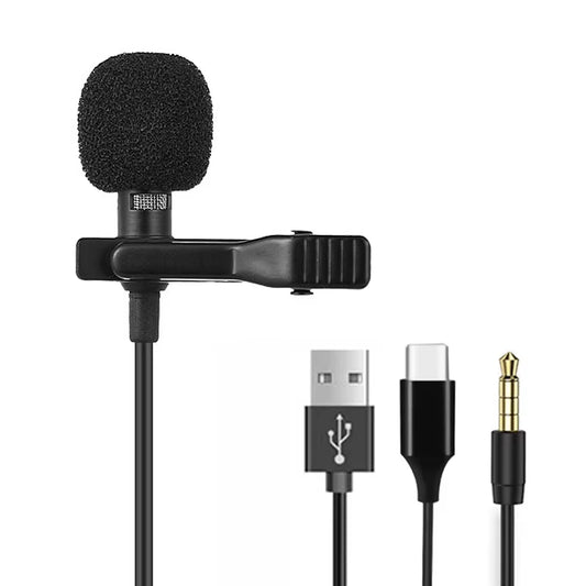 3.5Mm Mini Microphone for PC Laptops Type C Lapel Clip-On Microphone for Smart Phone USB Professional Micro Mic for DSLR Camera