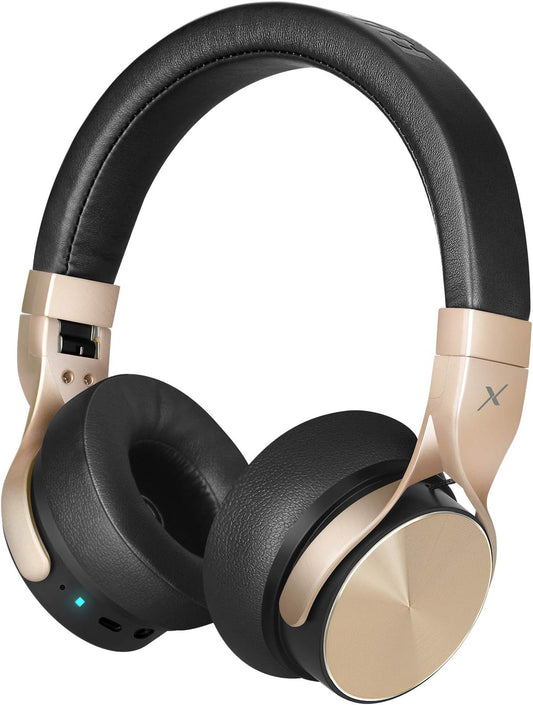 BN5 Bluetooth Headphones over Ear, Folding Stereo Headphones Wired Wireless with Mic Compatible for Iphone/Ipad/Tv/Pc/Online Class/Home Office (Black&Gold)
