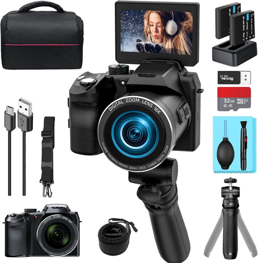 64MP Digital Camera for Photography, 4K Vlogging Camera for Youtube with 16X Digital Zoom