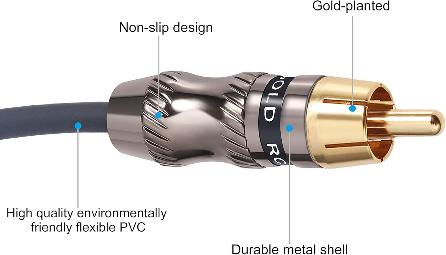 RCA to 1/8 Female Y Cable, Female 3.5Mm to Dual Rca/Phono Male Stereo Splitter Cord, Mini Jack Female to 2RCA Male Audio Breakout Adapter 12 Inch 30Cm