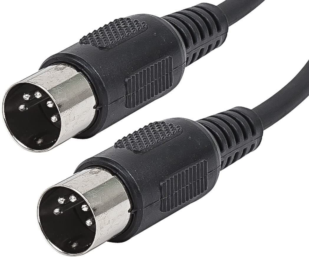 3 Feet (Ft) MIDI Cable with 5 Pin DIN Connector Black (4 Pack)
