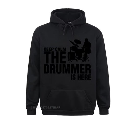 Clothing a Drummer and Drums Cotton Men Hoodie Tops Jacket Casual Keep Calms the Drummer Is Here Hooded Pullover Sweatshirt
