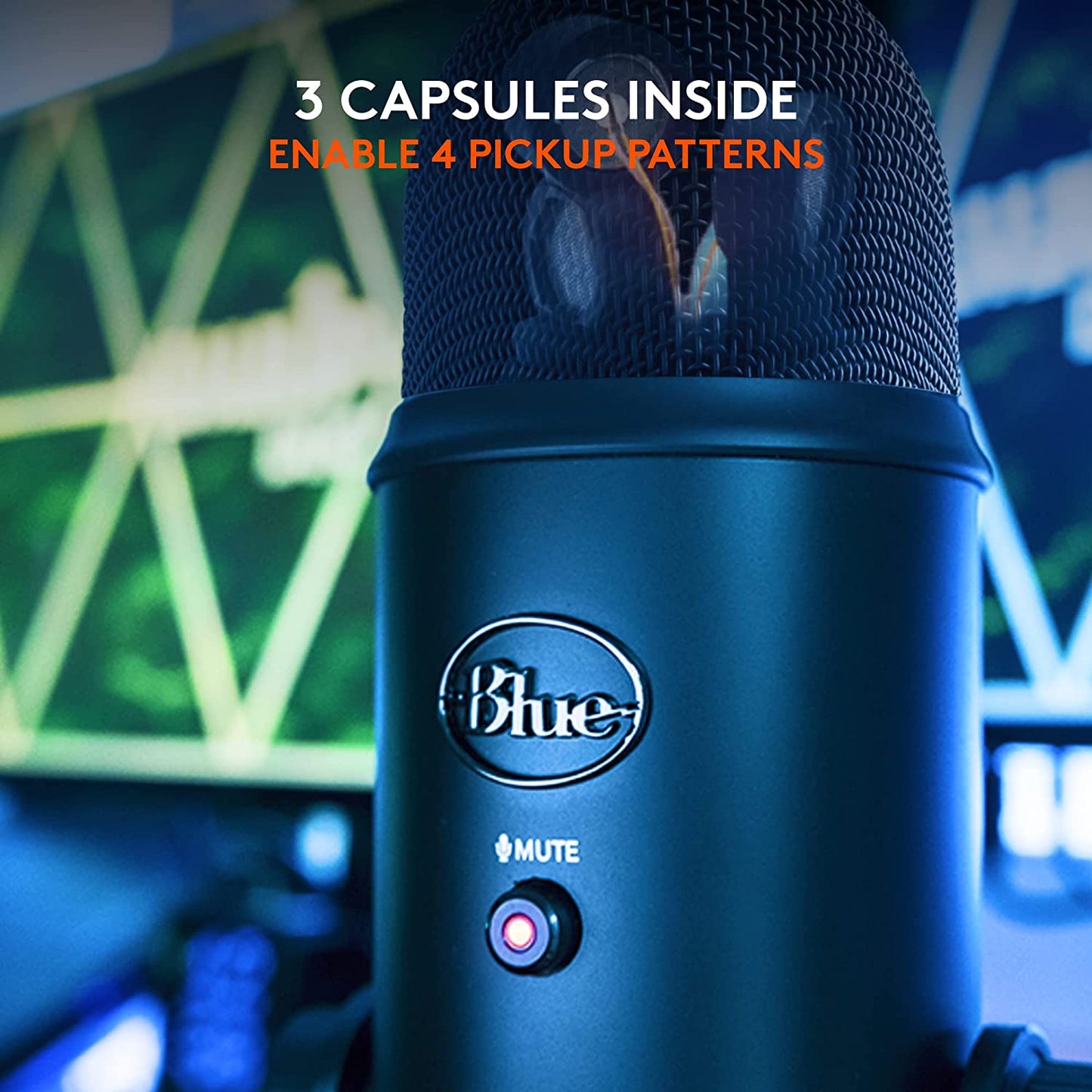 Yeti USB Microphone for Gaming, Streaming, Podcasting, Twitch, Youtube, Discord, Recording for PC and Mac, 4 Polar Patterns, Studio Quality Sound, Plug & Play-Blackout