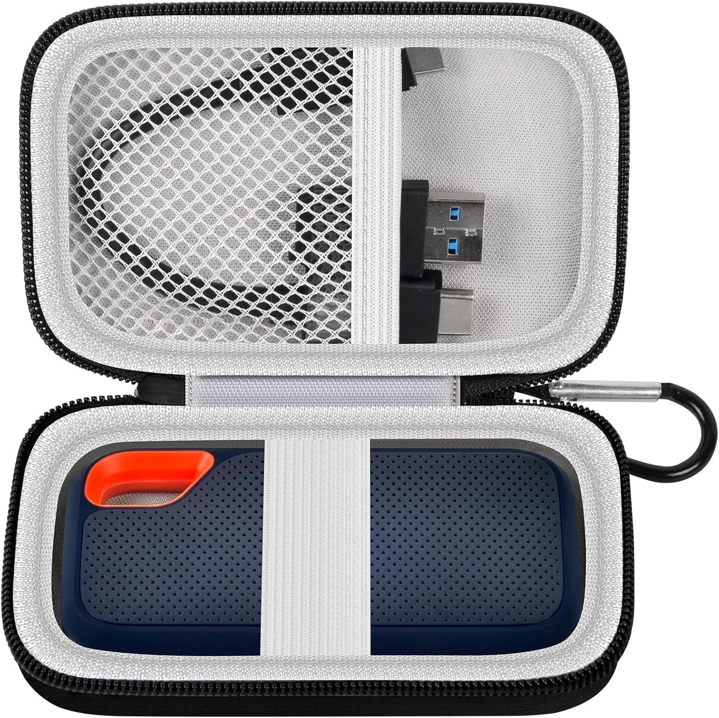Hard Case Compatible with Sandisk 500GB/ 1TB/ 2TB/ 4TB Extreme Portable SSD - up to 1050Mb/S - USB-C, USB 3.2 Gen 2 - External for Solid State Drive. Carrying Travel Holder for USB Cables (Box Only)