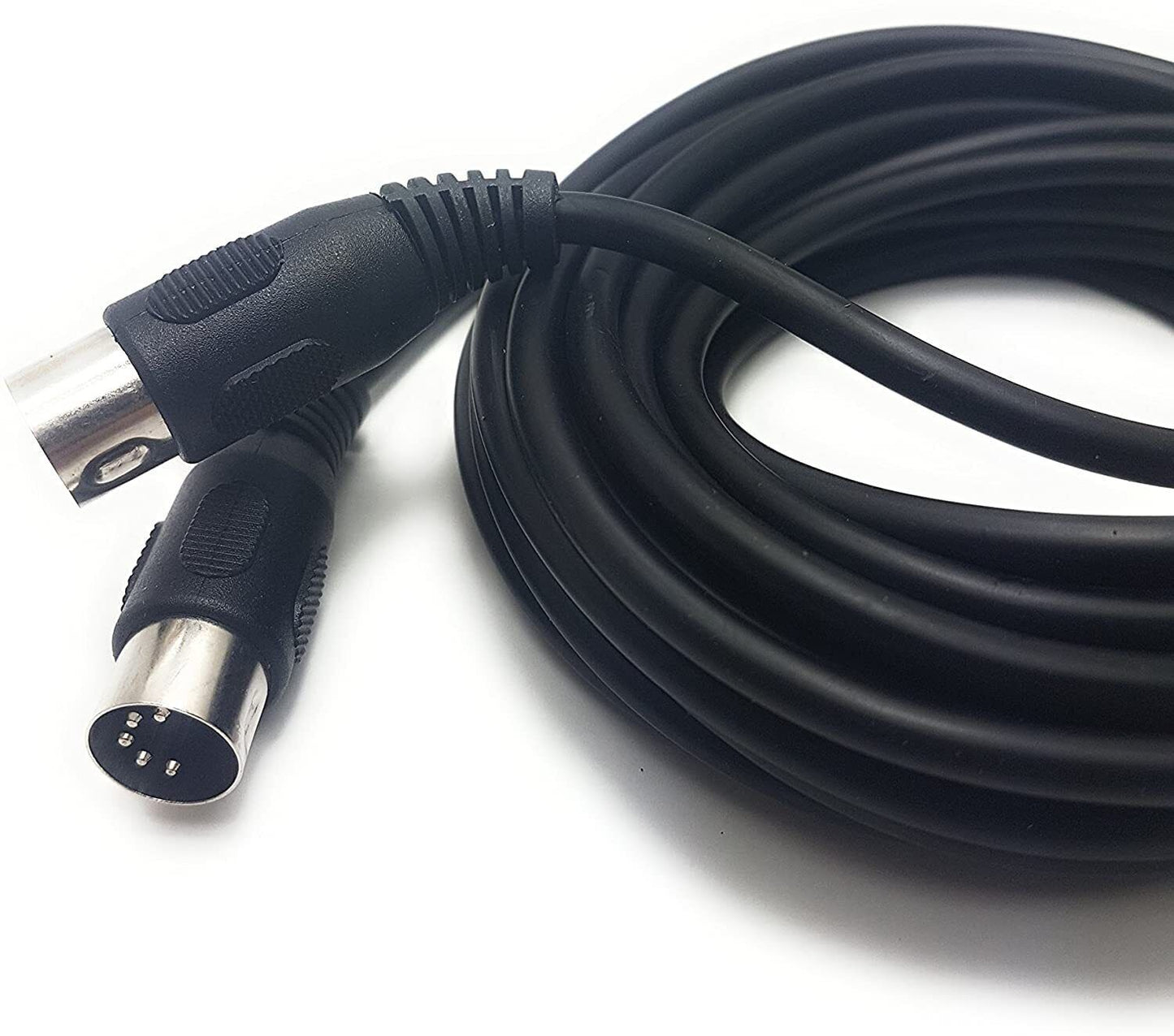 3 Feet (Ft) MIDI Cable with 5 Pin DIN Connector Black (4 Pack)