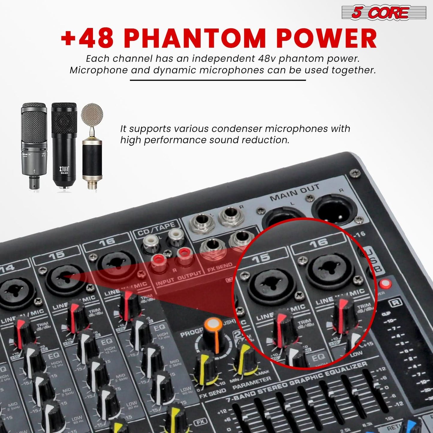 5Core 16-Channel Professional Audio Mixer with Bluetooth and USB Connectivity