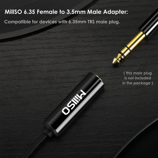 1/4 to 3.5Mm Instrument Cable, TRS Headphone Adapter 6.35Mm Female to 3.5Mm Male 1/8 to 1/4 Stereo Audio Adapter for Amplifier, Guitar, Piano, Speaker to Phone, Laptop, Headphone - 12Inch/30Cm