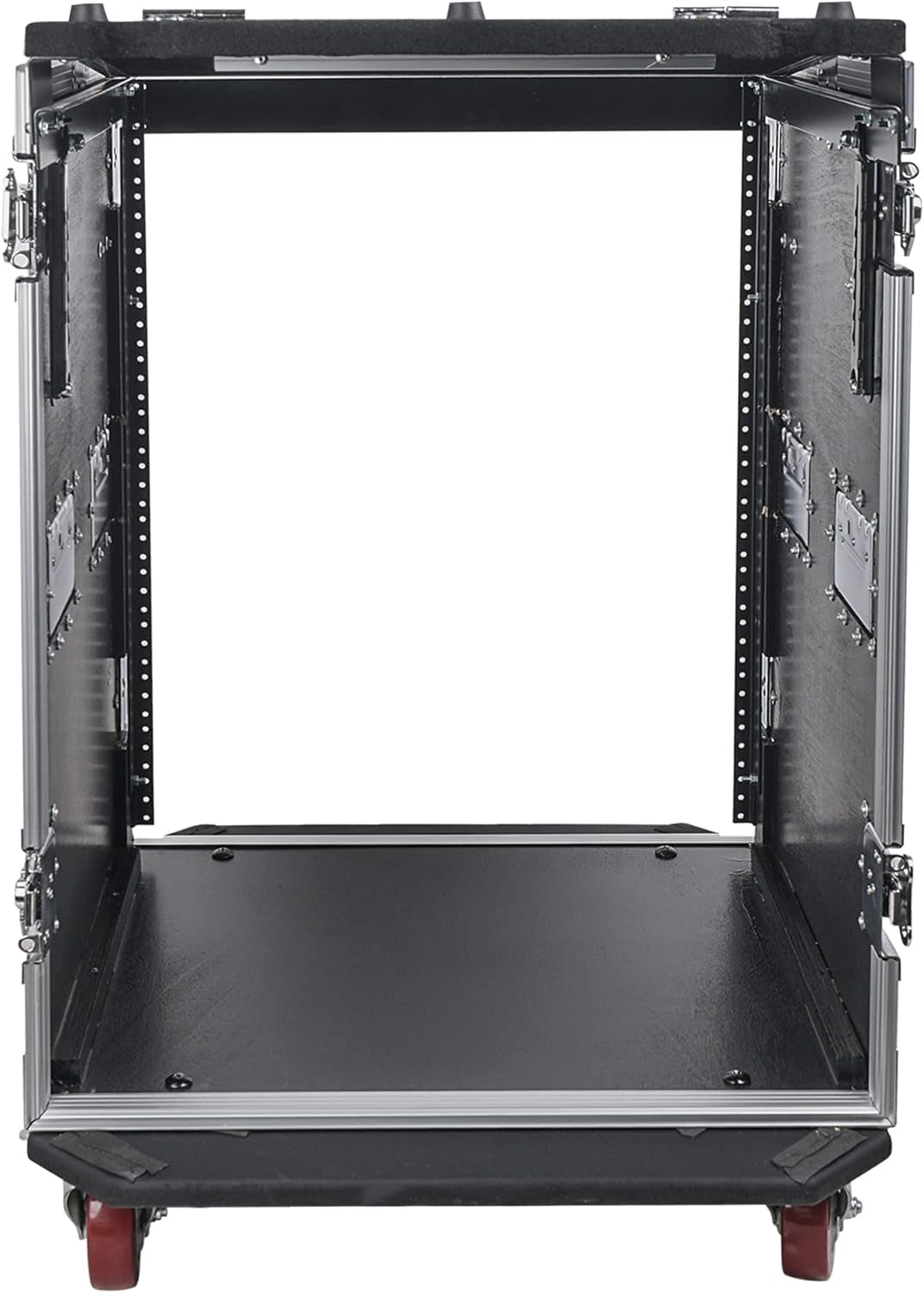 Heavy-Duty 1/2" (12Mm) Plywood 14U PA DJ Pro Audio Rack/Road ATA Case with 11U Slant Mixer Top, Locking Drawer, 20’’ Rackable Depth and Casters (STMR-14D3)