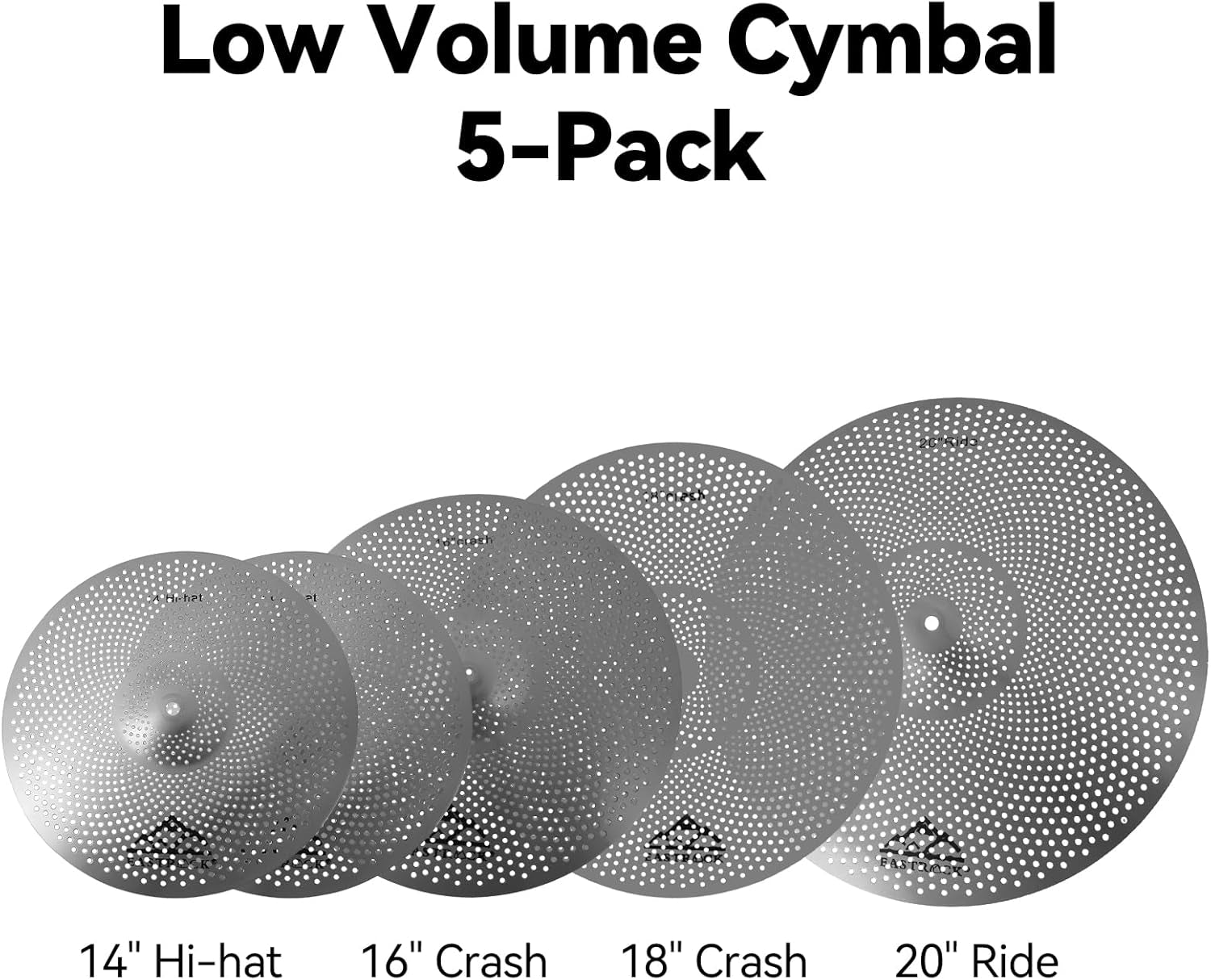 Low Volume Cymbal Pack Mute Cymbal Set 5 Pieces, 14"Hi-Hat+16"C