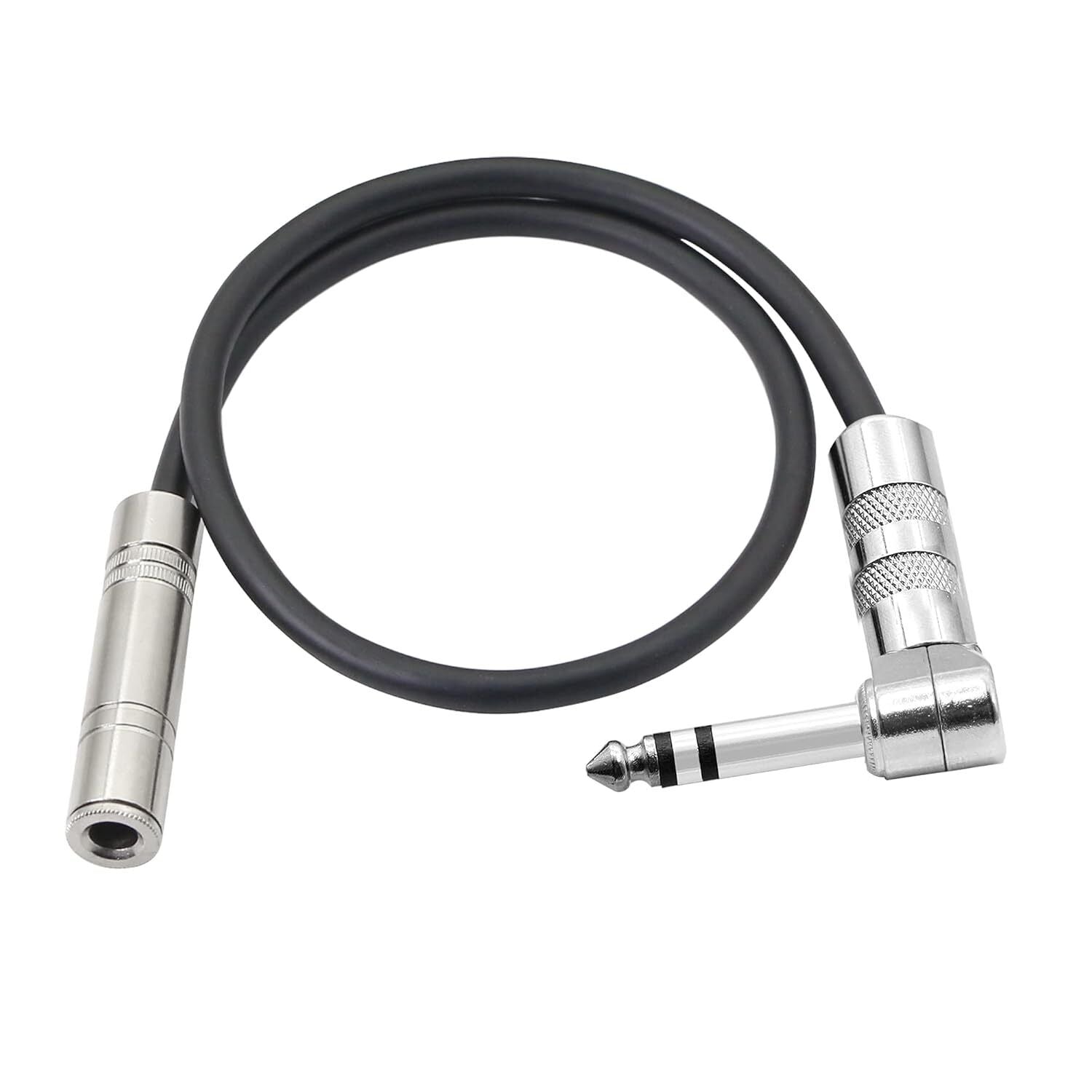 PNGKNYOCN 1/4 Inch Stereo Extension Cable Right Angle 6.35Mm Male to Female TRS