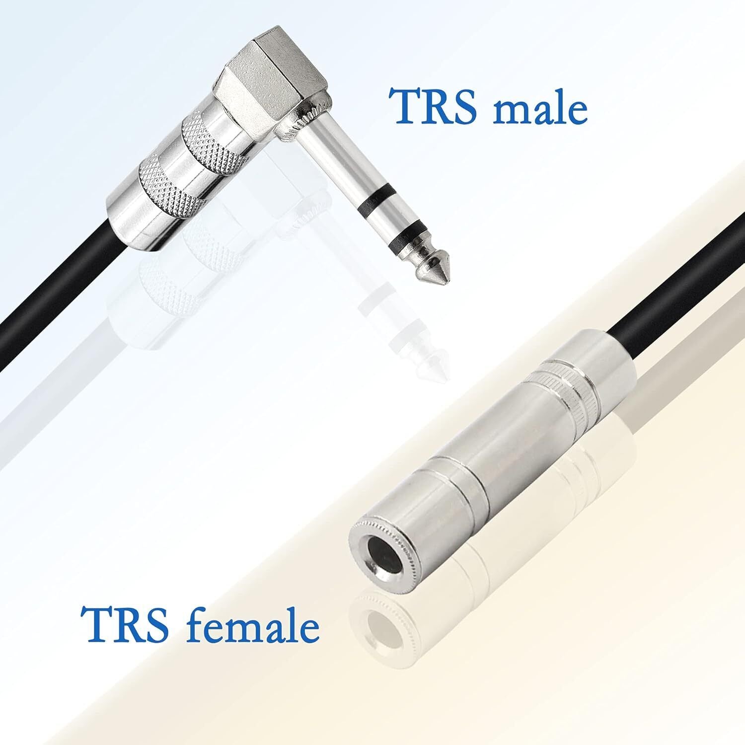 PNGKNYOCN 1/4 Inch Stereo Extension Cable Right Angle 6.35Mm Male to Female TRS