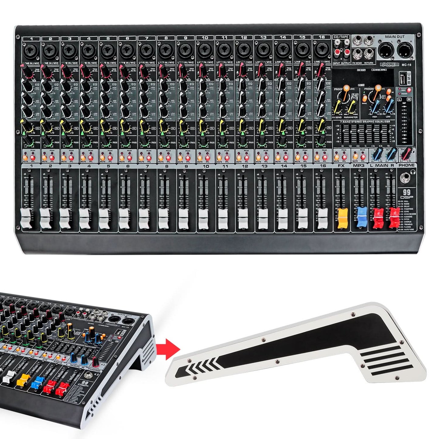 5Core 16-Channel Professional Audio Mixer with Bluetooth and USB Connectivity