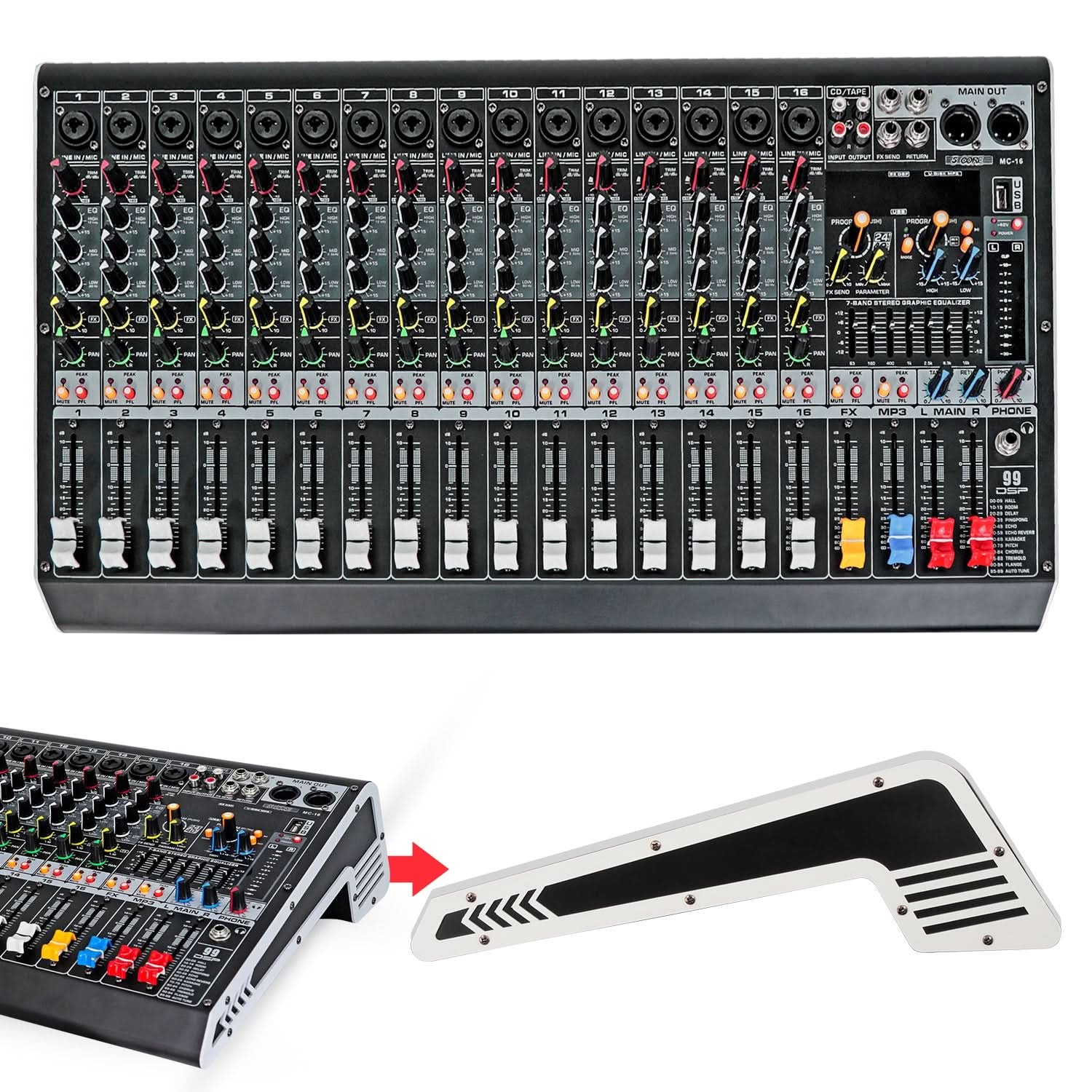 5Core 16-Channel Professional Audio Mixer with Bluetooth and USB Connectivity