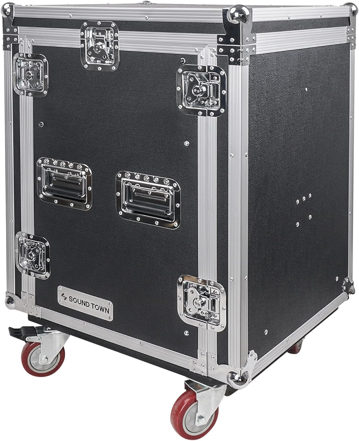 Heavy-Duty 1/2" (12Mm) Plywood 14U PA DJ Pro Audio Rack/Road ATA Case with 11U Slant Mixer Top, Locking Drawer, 20’’ Rackable Depth and Casters (STMR-14D3)