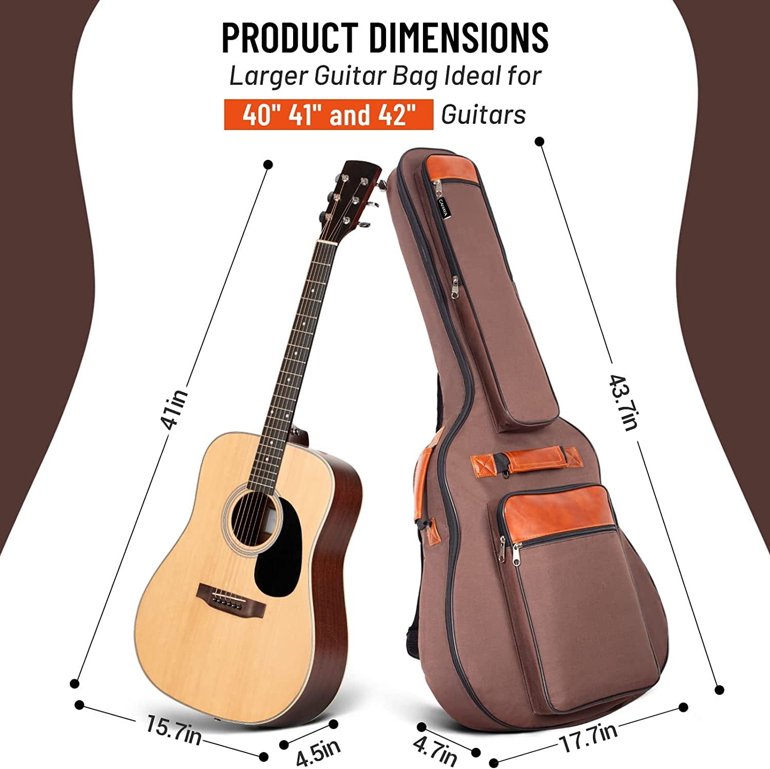 Guitar Bag 40 41 42 Inches 6 Pockets Guitar Case Water Resistent Oxford Cloth 0.