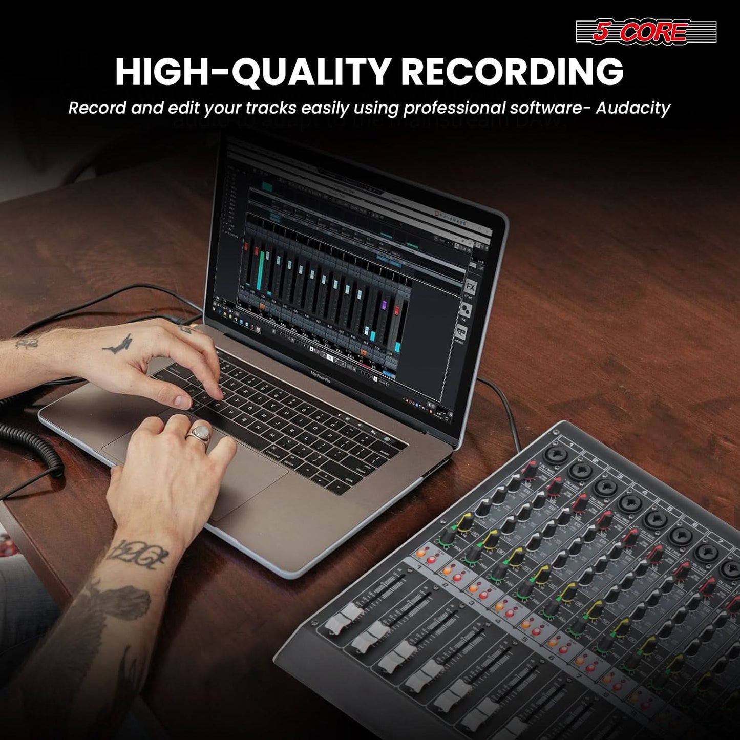 5Core 16-Channel Professional Audio Mixer with Bluetooth and USB Connectivity