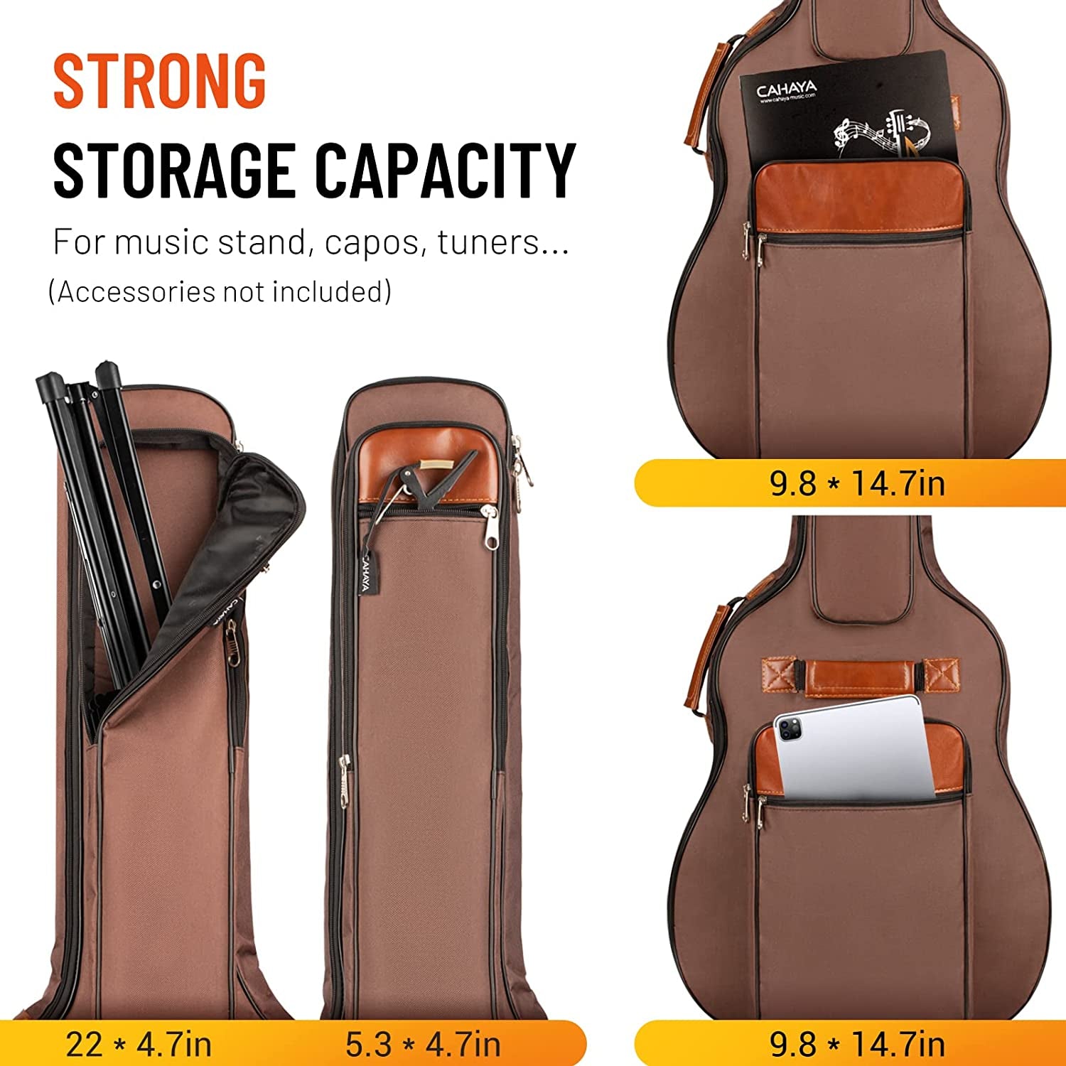 Guitar Bag 40 41 42 Inches 6 Pockets Guitar Case Water Resistent Oxford Cloth 0.