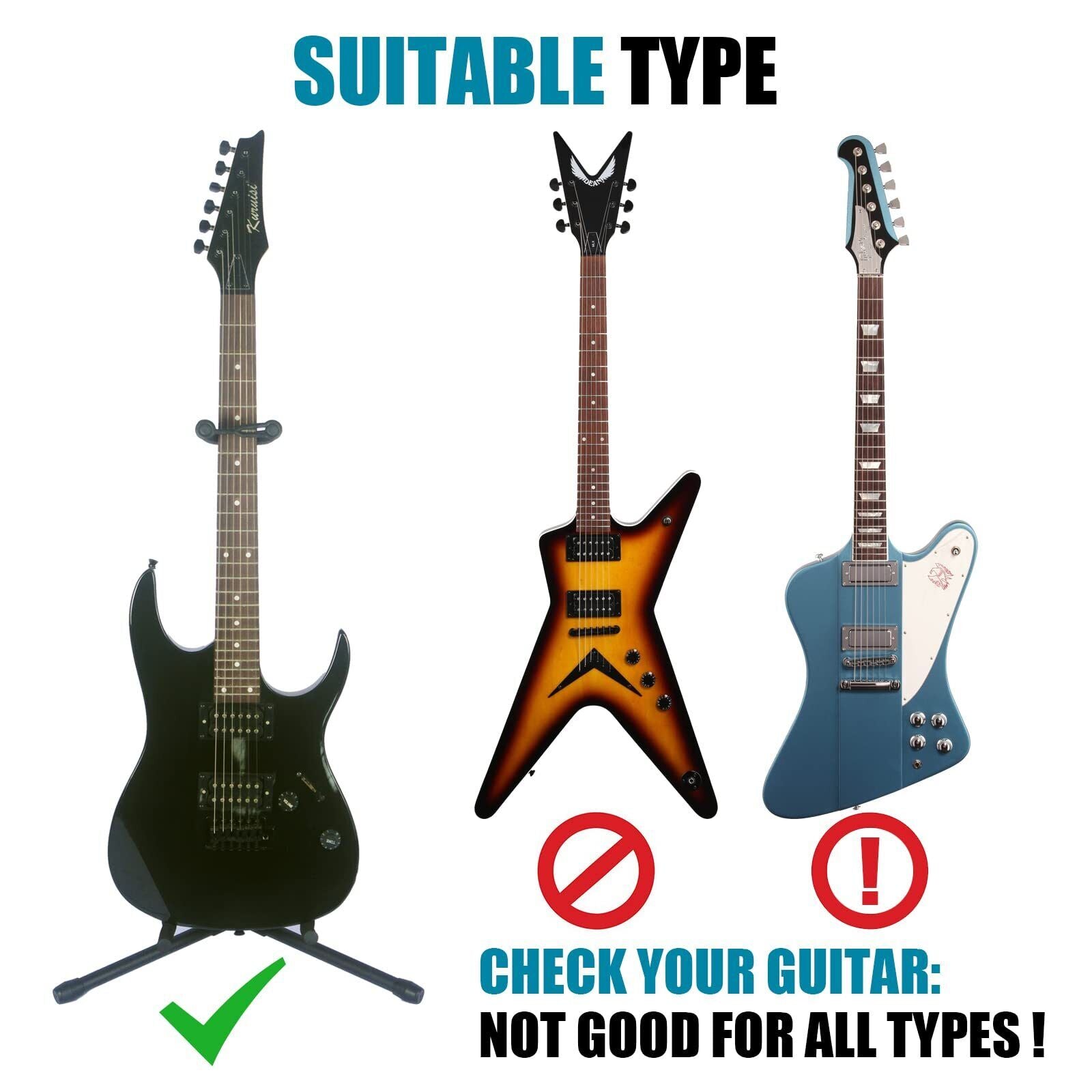 GLEAM Guitar Stand - Adjustable for Electric Acoustic Guitars and Bass Guitar