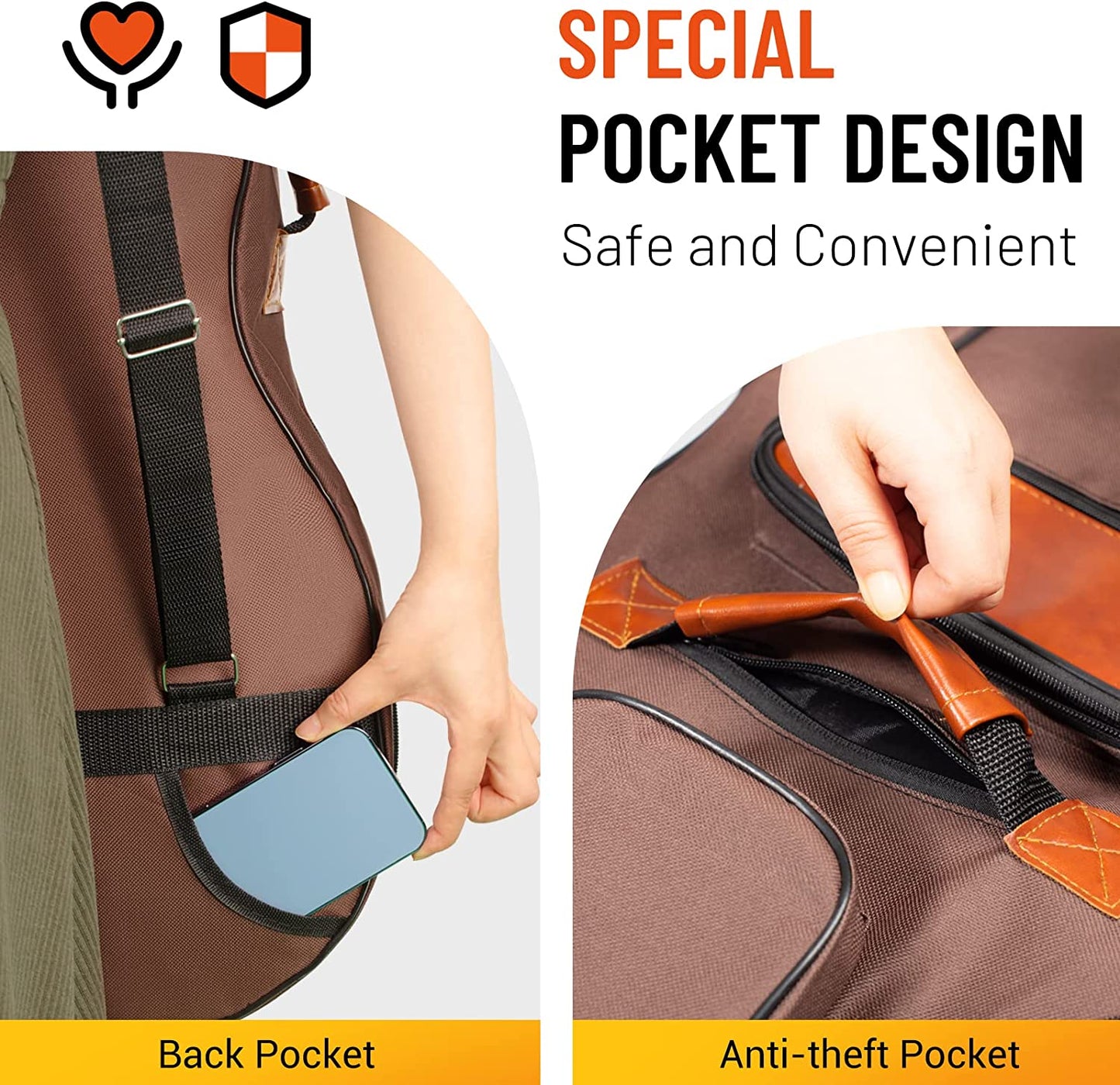 Guitar Bag 40 41 42 Inches 6 Pockets Guitar Case Water Resistent Oxford Cloth 0.