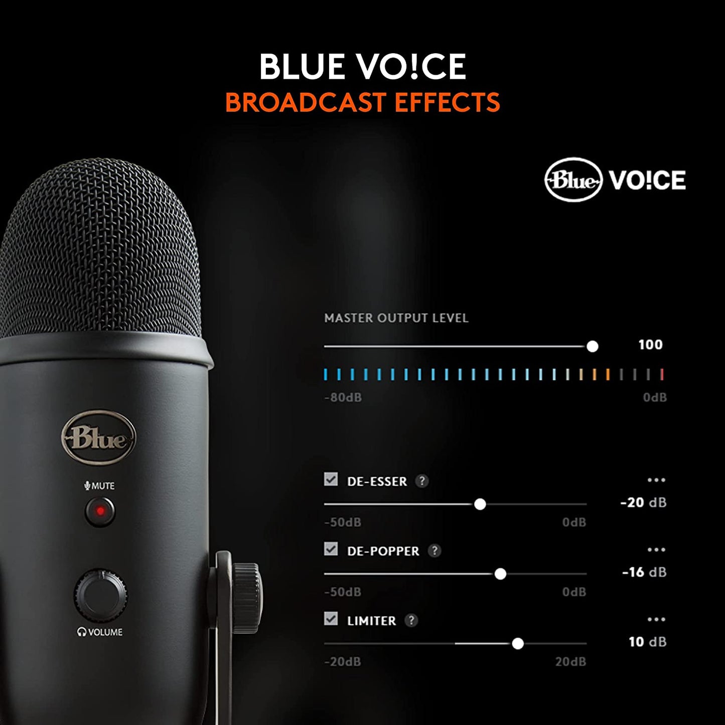 Yeti USB Microphone for Gaming, Streaming, Podcasting, Twitch, Youtube, Discord, Recording for PC and Mac, 4 Polar Patterns, Studio Quality Sound, Plug & Play-Blackout